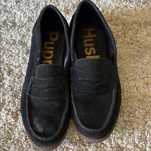 🍍 Hush Puppies  Wren Loafer, Black Suede Wide Large Womens Size 7.5🍍
